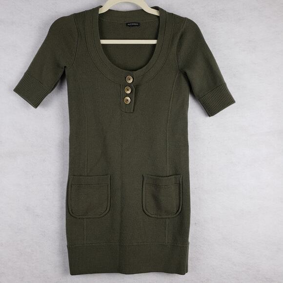 Club Monaco Women's XS‎ Merino Wool Pullover Tunic Sweater Olive Green Earthy - Picture 1 of 8